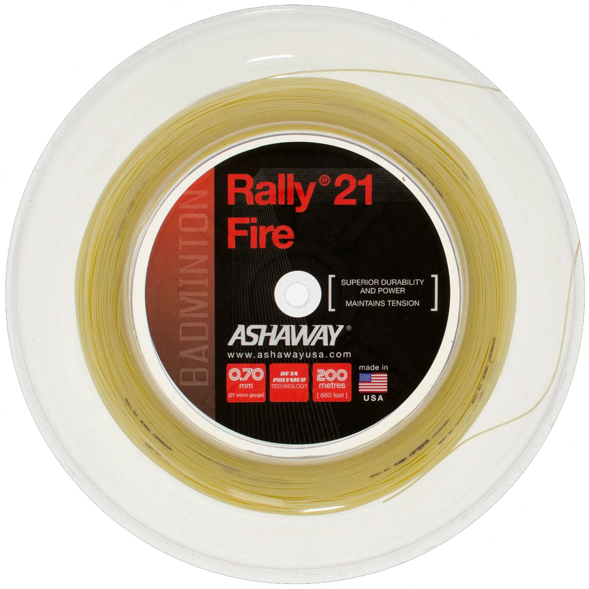 Ashaway Rally 21 Fire Badminton String - 200m Reel