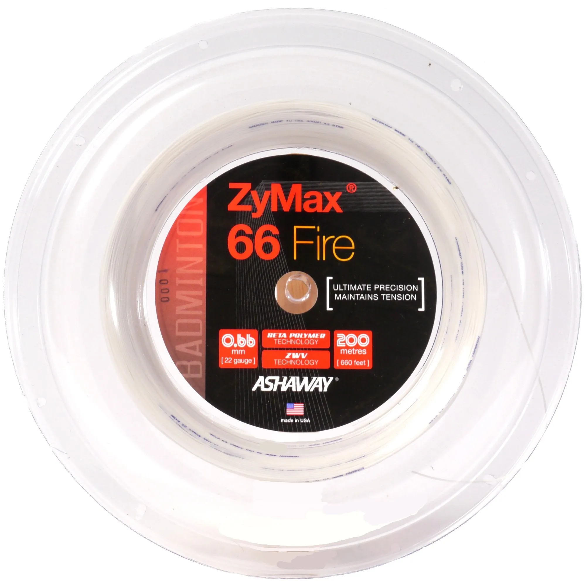 Ashaway Zymax 66 Fire Badminton String - 200m Reel