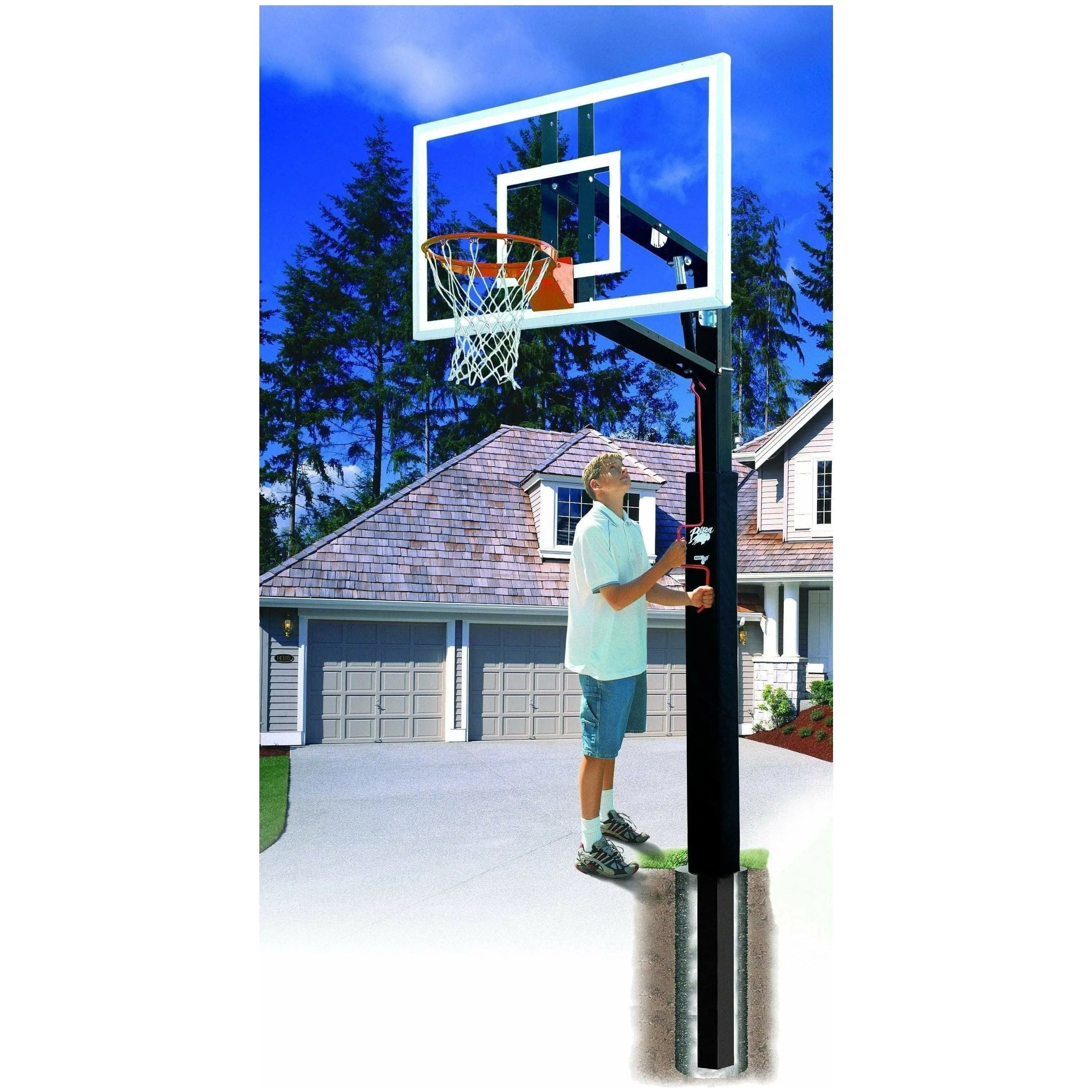 Bison 36 x 60 ZipCrank Adjustable Outdoor Basketball Hoop PR95UZC