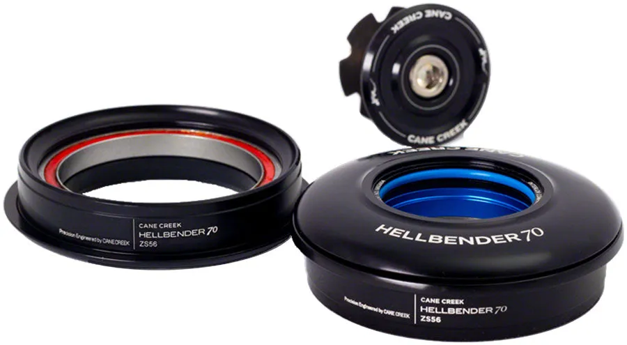 Cane Creek Hellbender 70 Headset - ZS56/28.6/H8 Upper | ZS56/40 Lower Tapered BLK