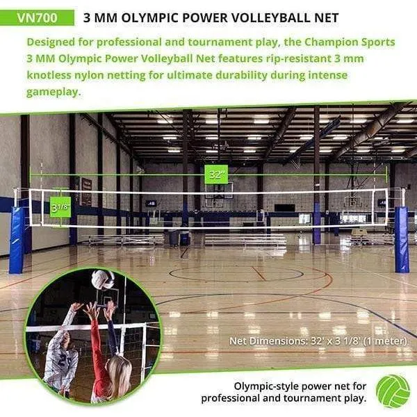 Champion Sports 3mm Olympic Power Volleyball Net VN700
