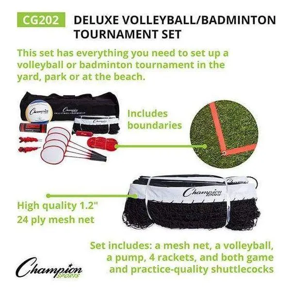 Champion Sports Deluxe Volleyball/Badminton Tournament Set CG202