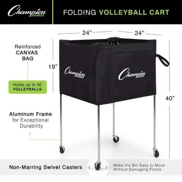 Champion Sports Folding Volleyball Cart VBCART
