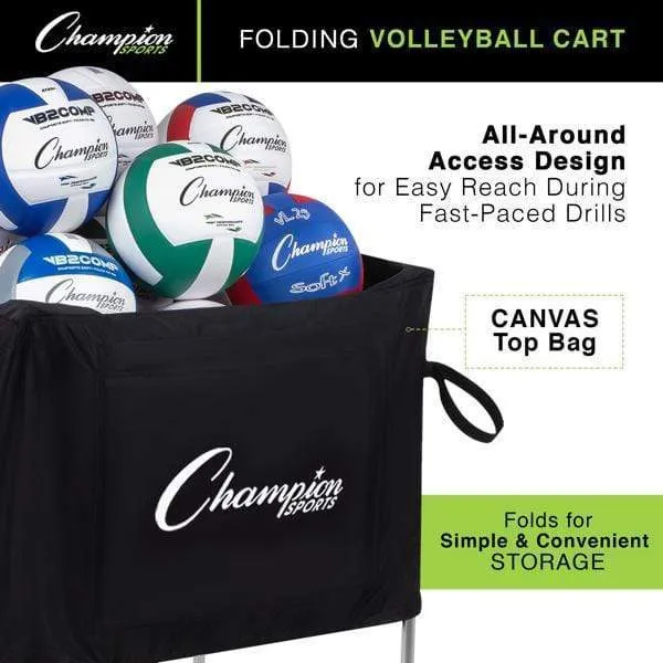 Champion Sports Folding Volleyball Cart VBCART