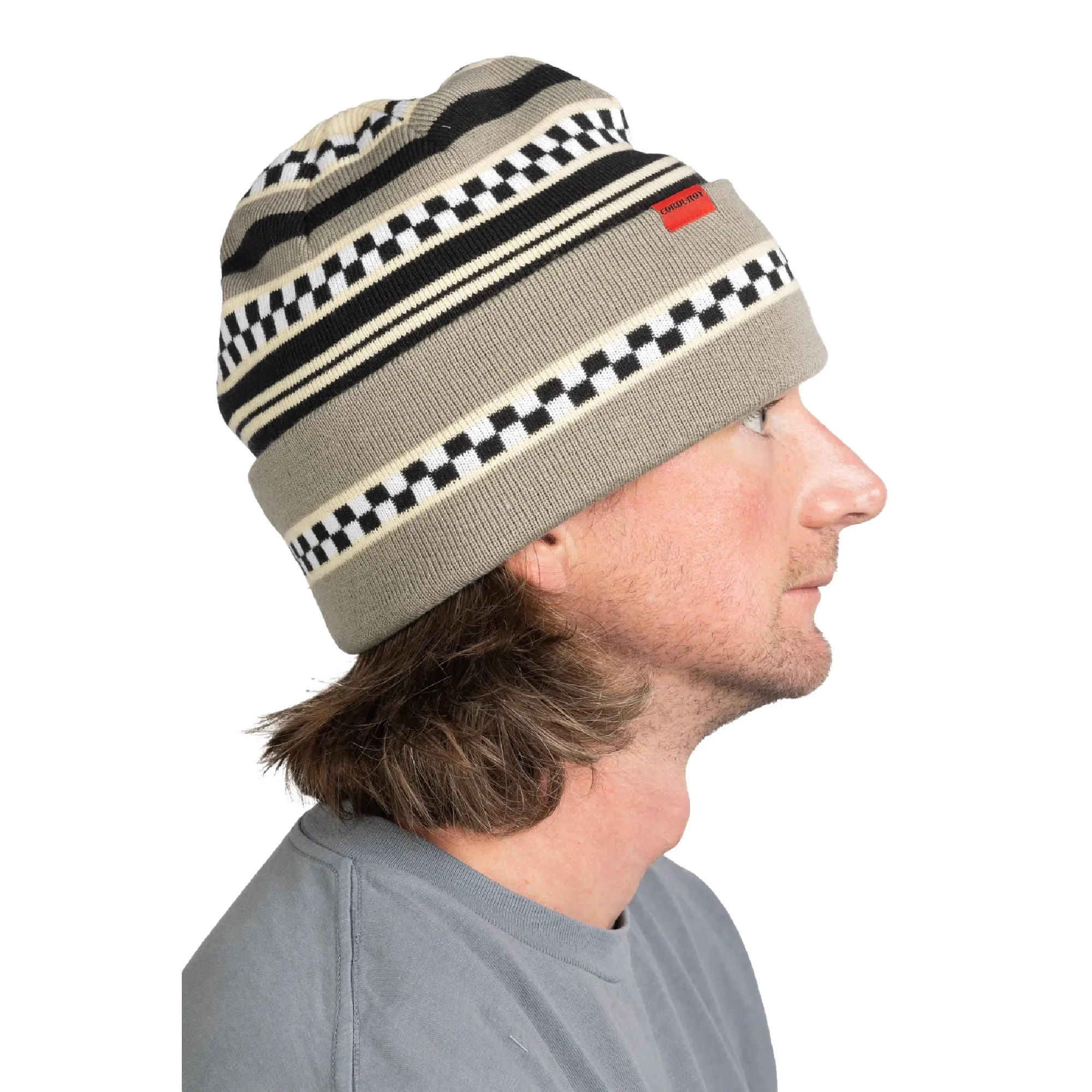 Corduroy Checkstripe Beanie