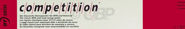 DT Swiss Competition Spoke: 2.0/1.8/2.0mm 299mm J-bend Silver Box of 100