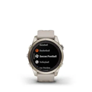 Garmin fenix 7S Pro Sapphire Solar Watch Watch Color: Soft Gold Wristband: Light Sand - Silicone