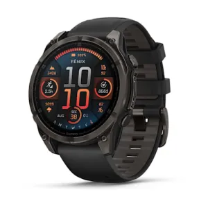 Garmin fenix 8 Smartwatch - 47mm AMOLED Sapphire Carbon Gray DLC Titanium BLK/Pebble Gray Silicone