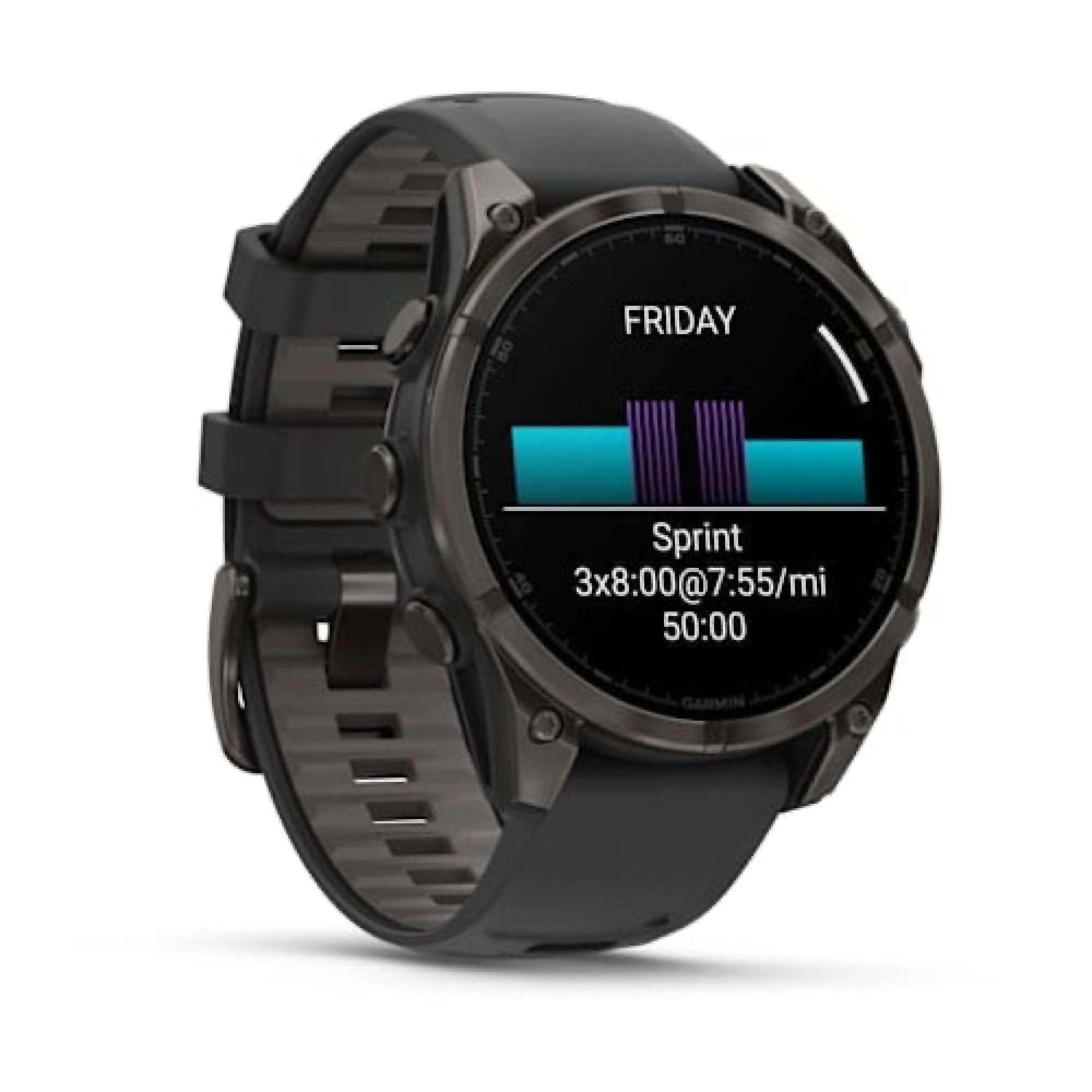 Garmin fenix 8 Smartwatch - 47mm AMOLED Sapphire Carbon Gray DLC Titanium BLK/Pebble Gray Silicone