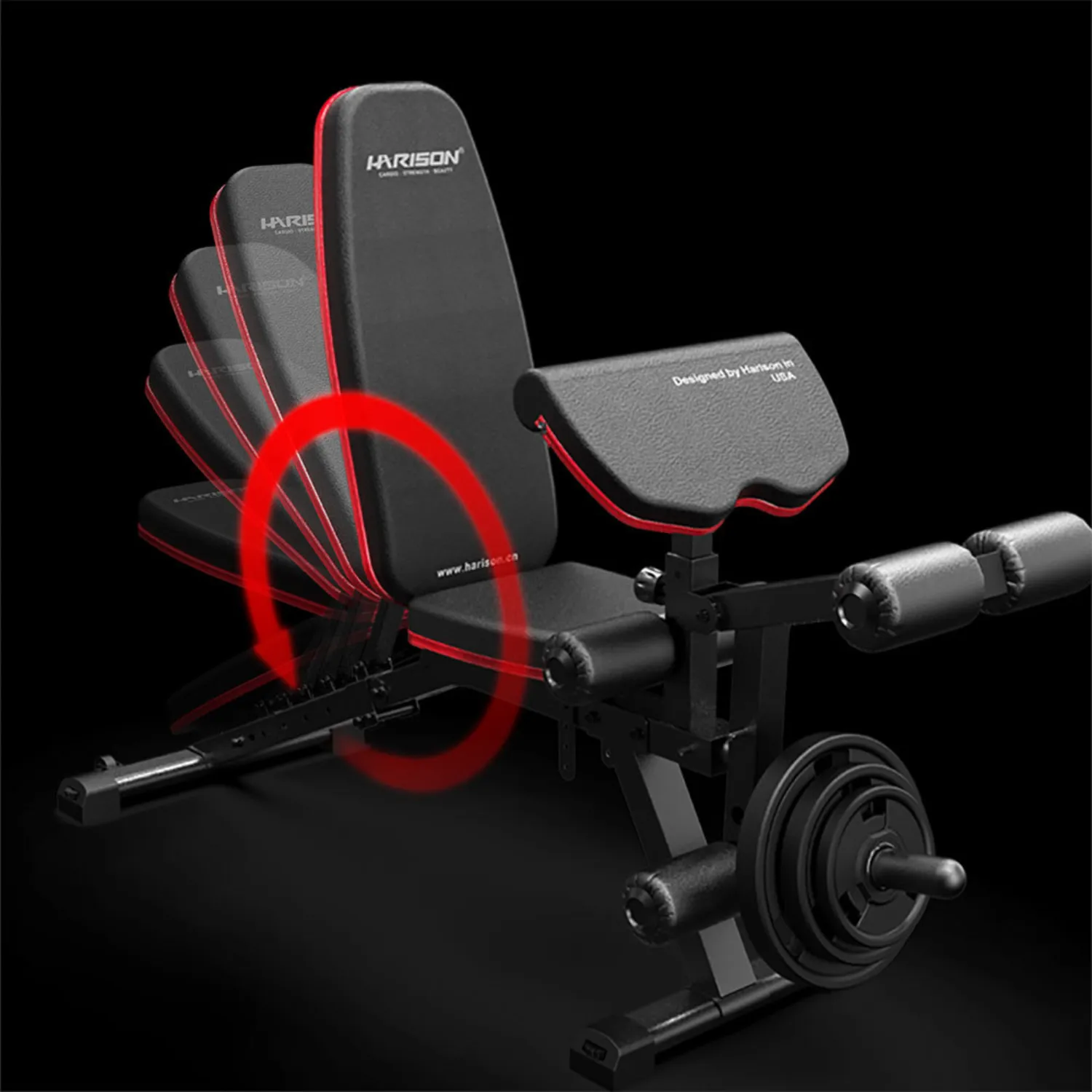 HARISON HR-609 Adjustable Bench with Leg and Arm Curl Attachments