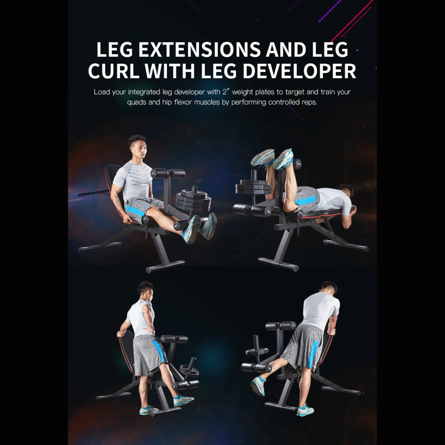 HARISON HR-609 Adjustable Bench with Leg and Arm Curl Attachments