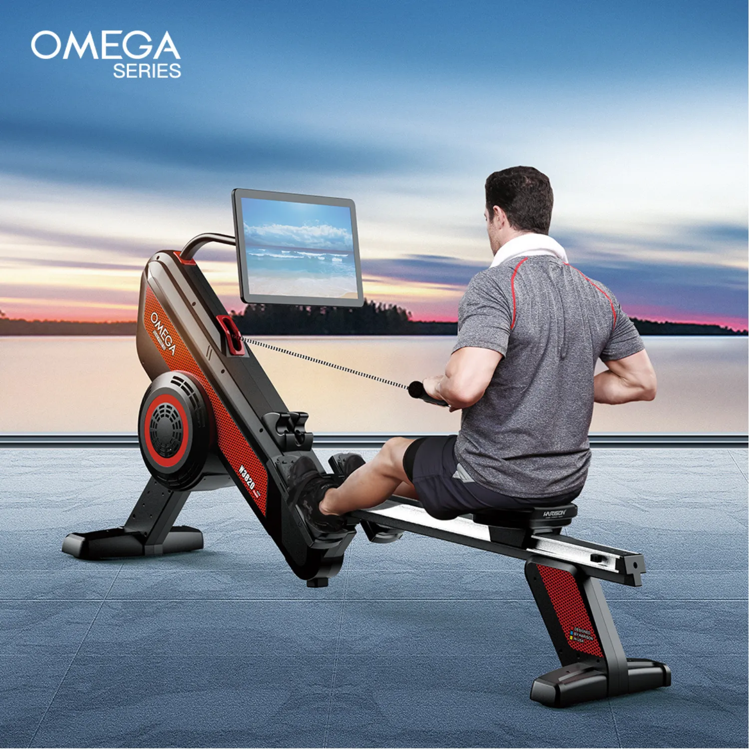 Harison Omega HR-W3820Track Commercial Rower - Touch Screen Console