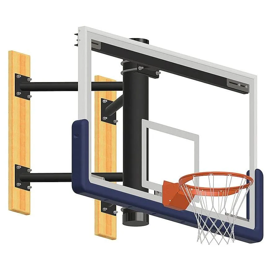 Jaypro Basketball System Wall-Mounted Shooting Station (Indoor) 72 in. Glass Backboard WMSS