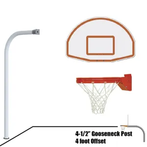 Jaypro Gooseneck Basketball System (4-1/2" Pole with 4' Offset) 56"W x 36"H Aluminum Fan Backboard