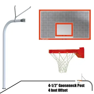 Jaypro Gooseneck Basketball System (4-1/2" Pole with 4' Offset) 72"W x 42"H Perforated Aluminum Backboard