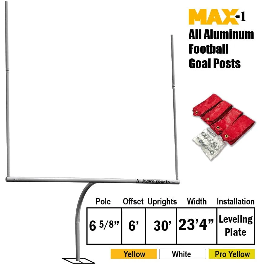 Jaypro Max-1 Football Goal Posts 30' Uprights 6' Offset (Leveling Plate)