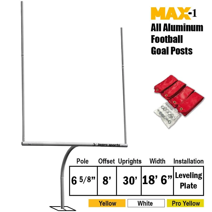 Jaypro Max-1 Football Goal Posts 30' Uprights 8' Offset (Leveling Plate)