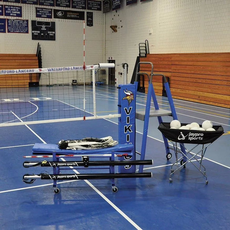 Jaypro PowerLite Volleyball System Deluxe Package (3-1/2 in. Floor Sleeve) PVB-7PKGDX