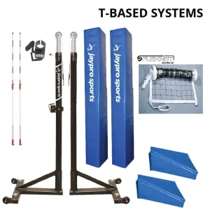 Jaypro T-Base Competition Volleyball Net System (FeatherLite Pin-Stop Height Adjust Upright)