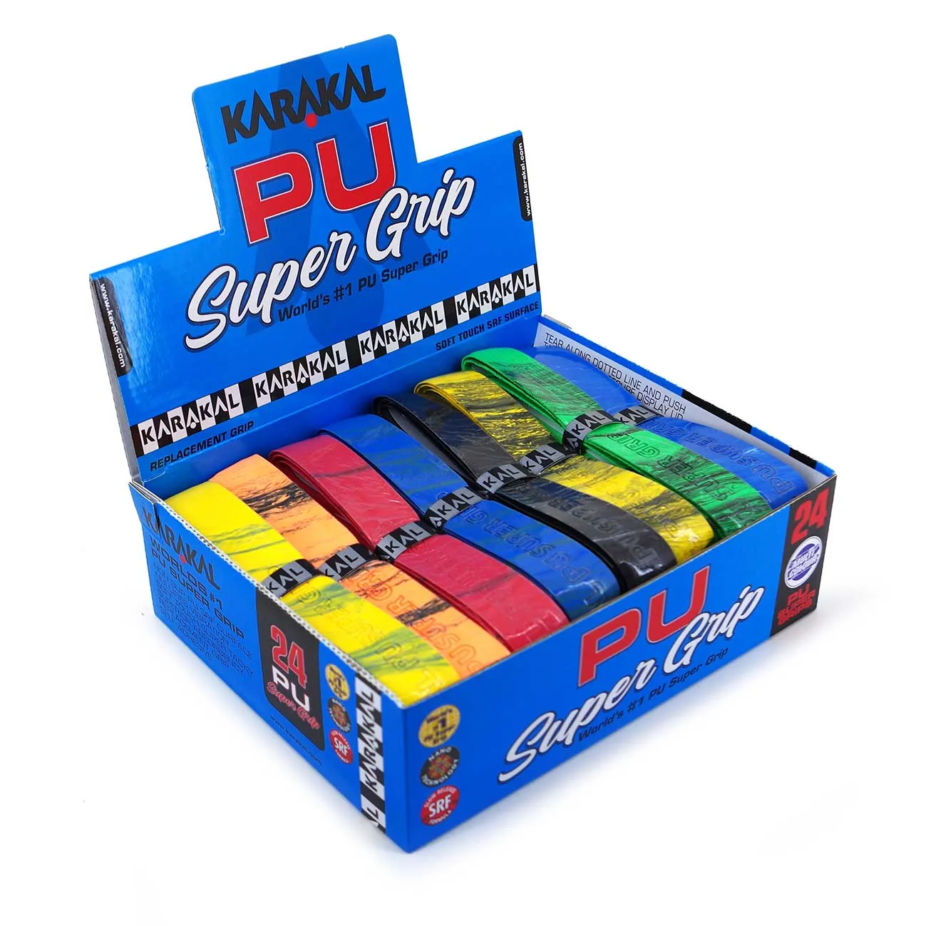 Karakal Multi Colour PU Super Replacement Grip - 24 pack