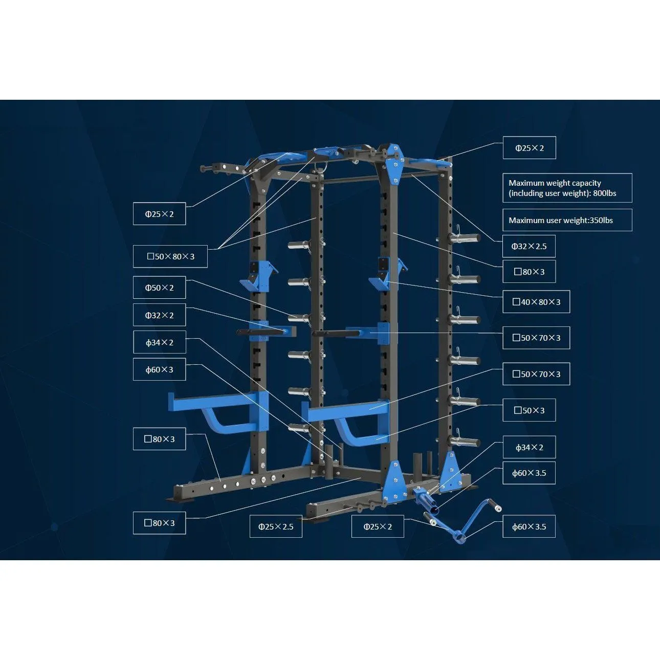 Muscle Motion 8-GEN Commercial Half Rack PR8000C