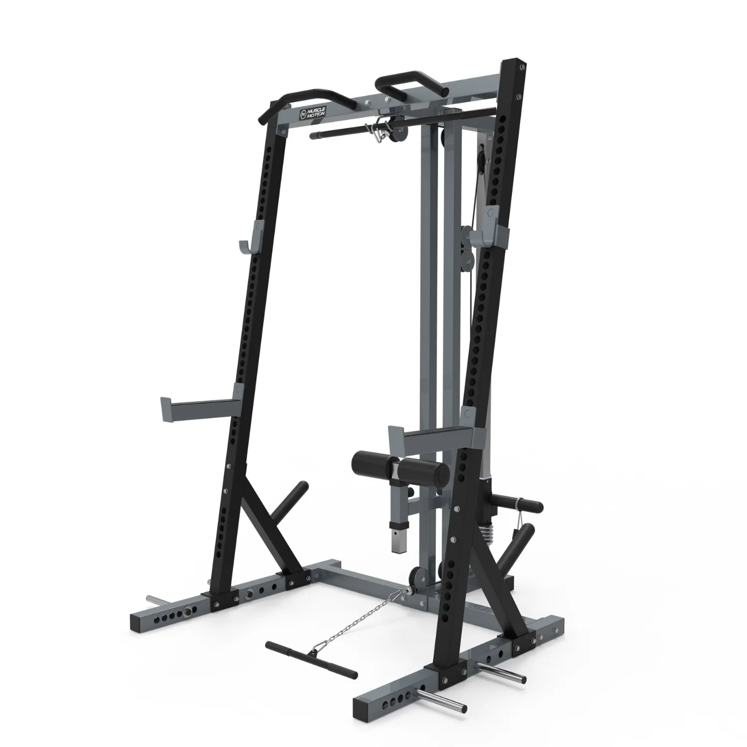 Muscle Motion Package Deal - HR1001 Half Rack & High Low Pulley, Adjustable Bench, Olympic Bar and 105kg Olympic Weights