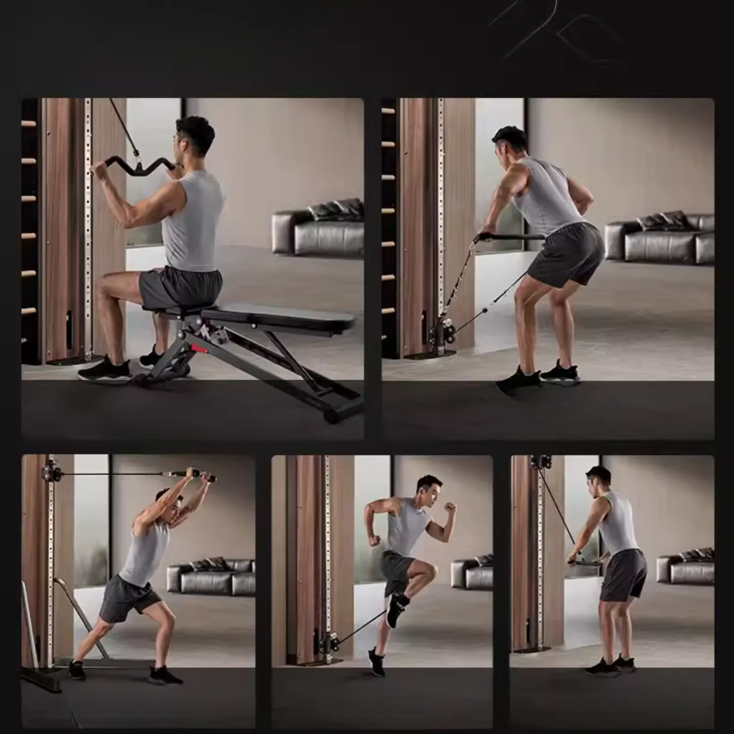 Muscle Motion Wall Mounted Functional Trainer - Single Stack- Lifestyle Series