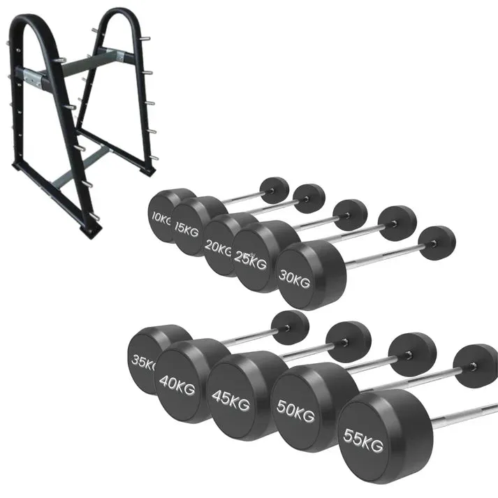 PU Fixed Straight Barbell Set 7.5kg - 30kg   Rack